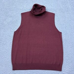 Linda‎ Allard Ellen Tracy Burgundy Silk Turtleneck Sleeveless Top 1X Woven Knit